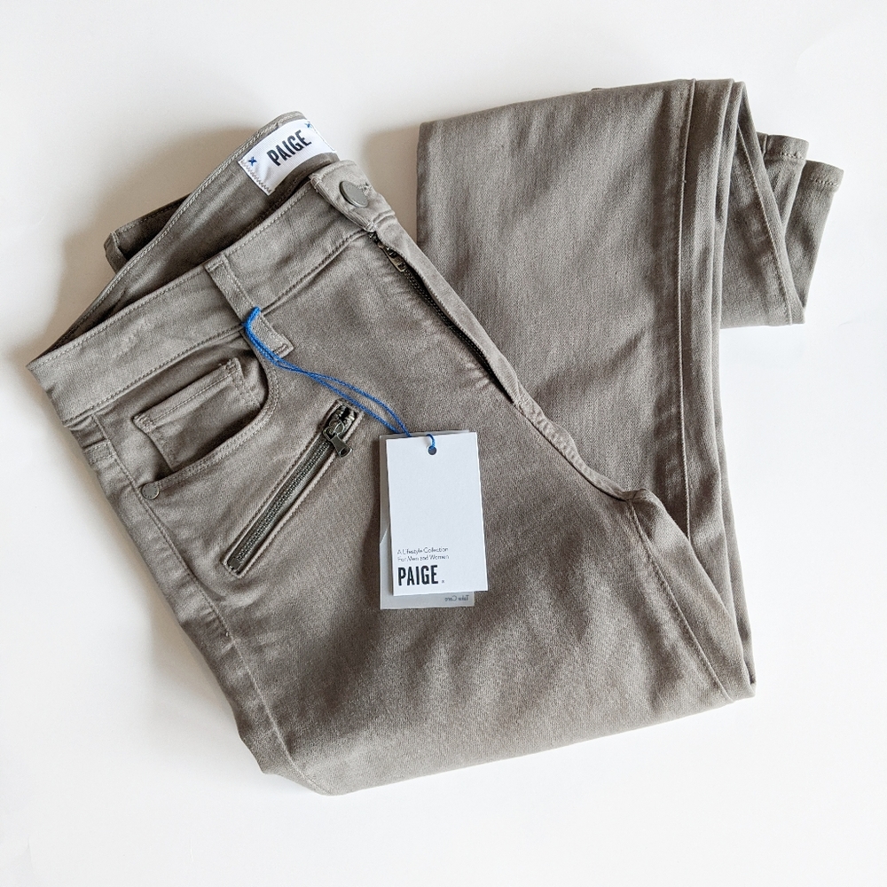 Paige Indio Zip Ankle Jean Seaweed Green 30